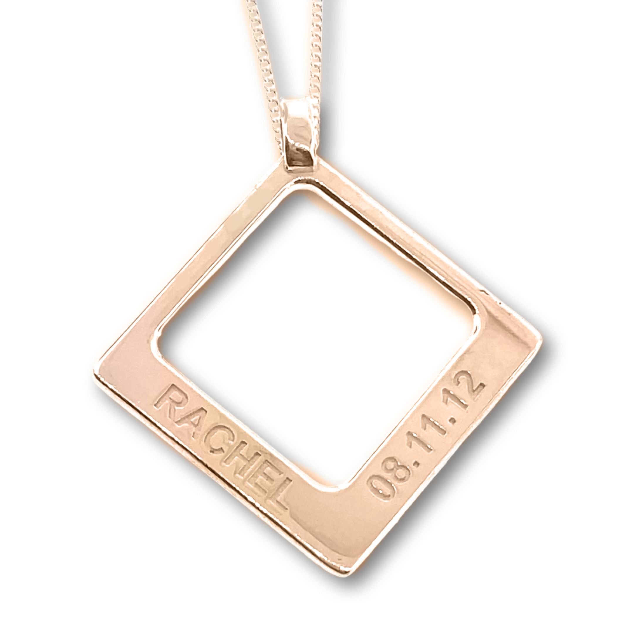 Personalised Name Square Two Name Pendant 5 sizes Sterling