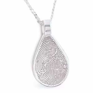 Fingerprint Jewellery Tear pendant ... Single print || Sterling Silver