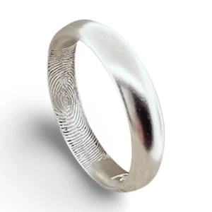 Fingerprint Band Ring - One Fingerprint on Inside of Ring || Sterling Silver