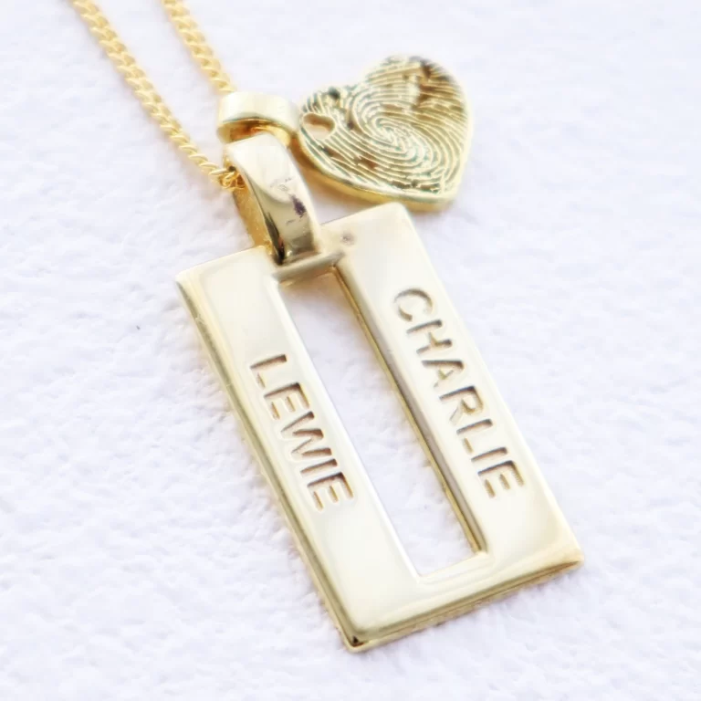 personalised name pendant with a fingerprint pendant